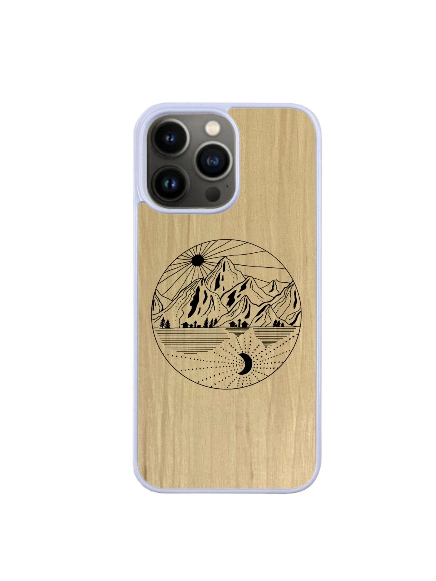 Coque Iphone blanc - Paysage gravure