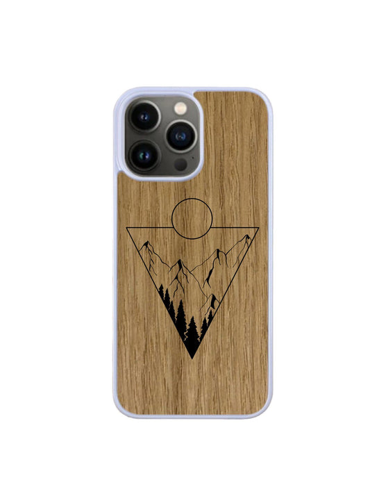 Coque Iphone blanc - Paysage gravure triangle