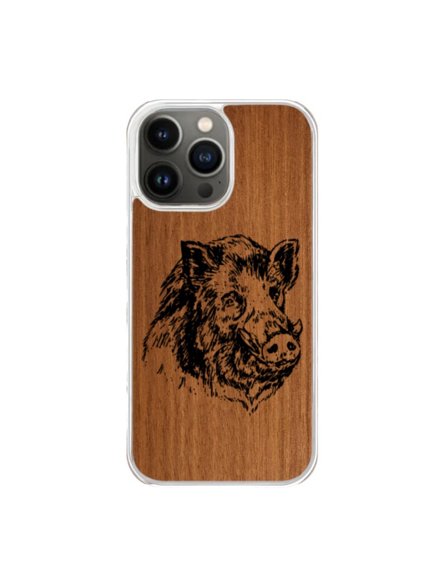 Coque Iphone transparente - Sanglier gravuree